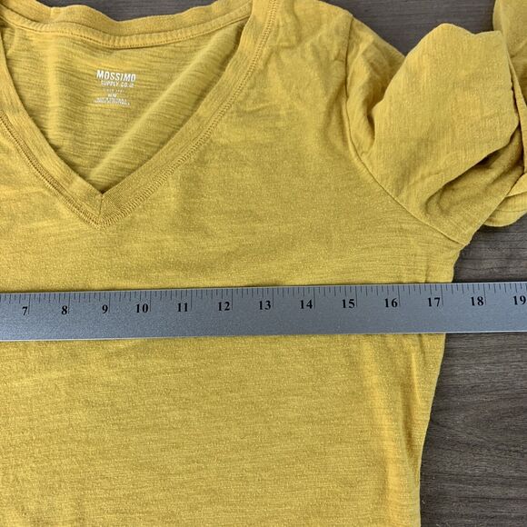 Mossimo Women Long Sleeve Shirt Size Medium V-Neck Mustard Yellow Pullover - Picture 3 of 7